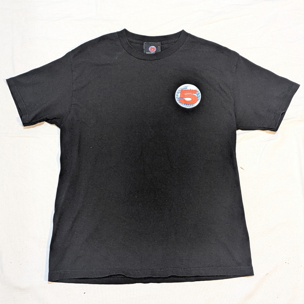 Channel 5 Shirt Mens Large Black Globe Logo Graphic Andrew Callaghan Tee